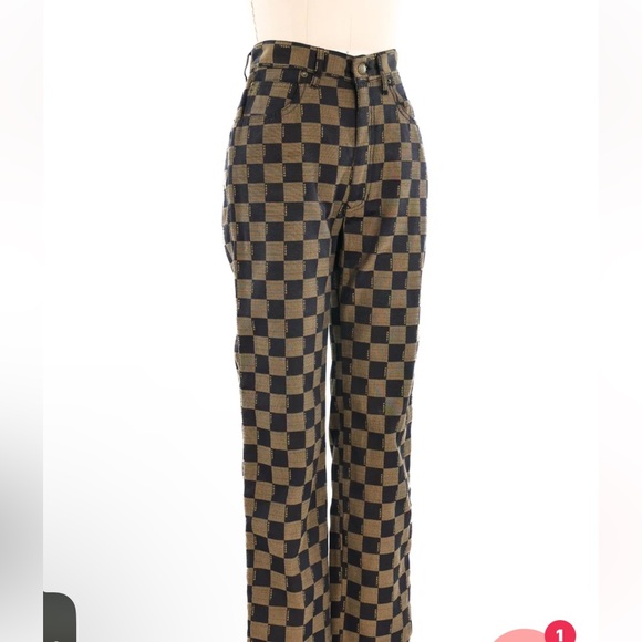 FENDI $1500 JEANS Jacquard Check Logo 8/10 (IT47) 32”waist - Picture 10 of 13